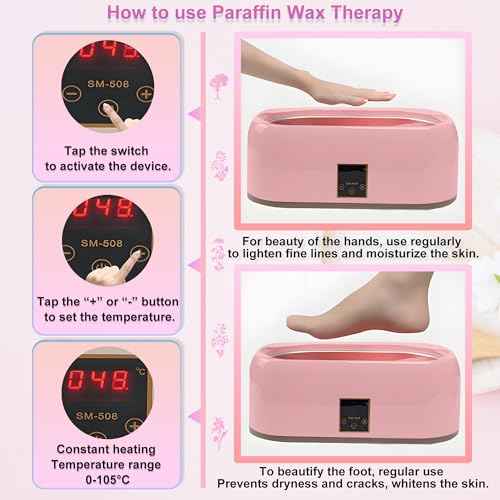 Paraffin Wax Machine for Hand and Feet - Rapid Wax Melting Intelligent Temperature Control Hydrating Moisturizing Spa Treatment at Home
