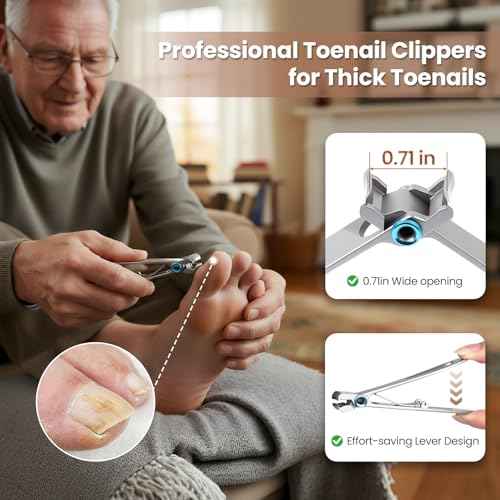 LIONVISON Ingrown Toenail Removal Kit: 8 Pcs Professional Toenail Clippers for Thick Toenails - Heavy Duty Nail Clippers Tools for Seniors Home Foot Care