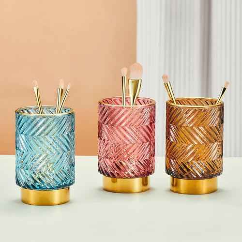 Makeup Brush Holder Organizer,Toothbrush Holders,Desk Pen Pencil Holder,Multifunctional Vintage Glass Brush Cup£¨A40-4-US£©