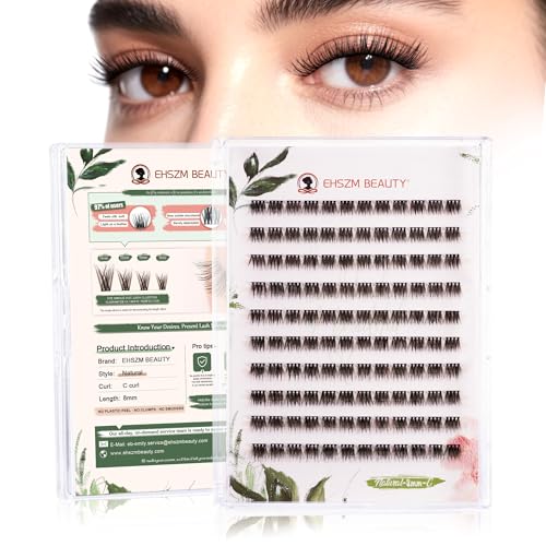 8mm C-Curl Lash Clusters - Natural Wispy, Thin Band, Hooded Eyes