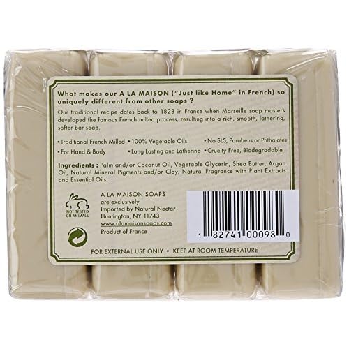 A LA MAISON Rosemary Mint Bar Soap - Triple French Milled Natural Moisturizing Hand Soap Bar (4 Bars of Soap, 3.5 oz)