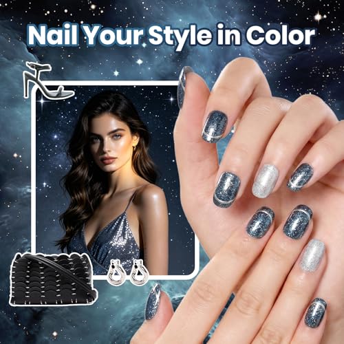 Beetles Cosmic Pulse Blue Glitter Nail Polish - Quick Dry, Long-Lasting