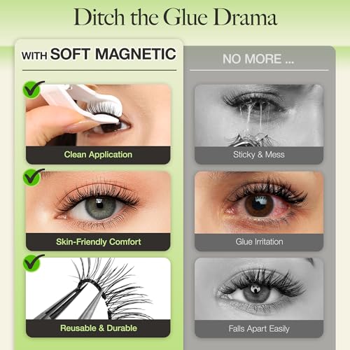 LASHVIEW Magnetic Eyelashes with Applicator - Reusable, No Glue