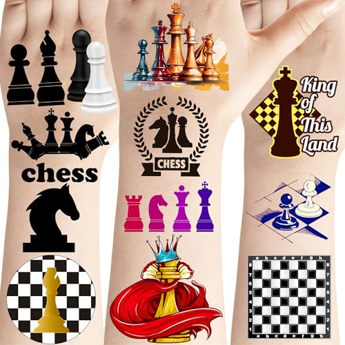 192 Pcs Chess Theme Temporary Tattoos Party Favors