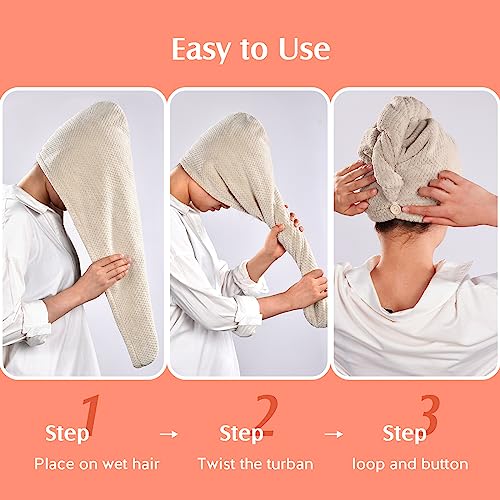 YFONG Microfiber Hair Towel Wrap 2-Pack | Quick Dry Turban