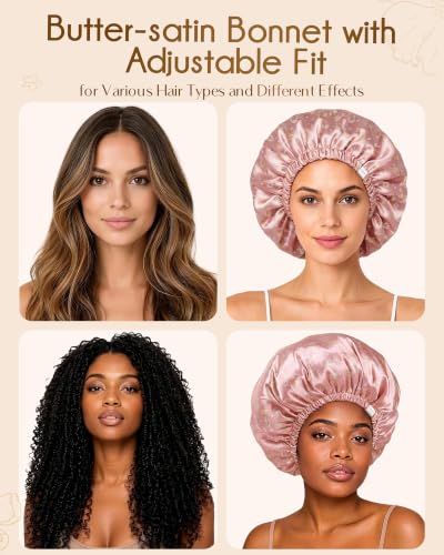YANIBEST Satin Hair Bonnet & Hair Scrunchie - Adjustable Sleep Cap