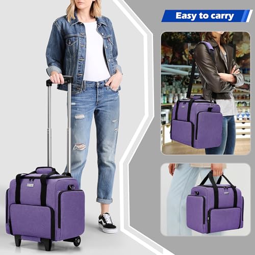 BAFASO Rolling Tattoo Case with 3 Removable Pouches and Detachable Dolly, Tattoo Travel Case for Stencil Printer and Supplies (Patented), Purple