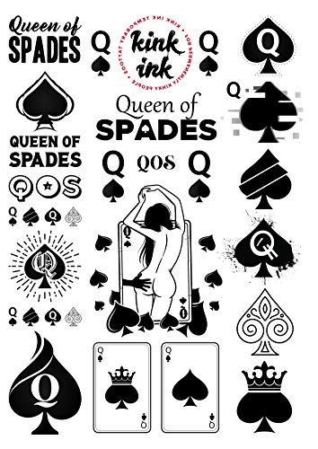 23 Queen of Spades Temporary Tattoo A4 Sheet