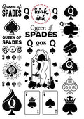 23 Queen of Spades Temporary Tattoo A4 Sheet