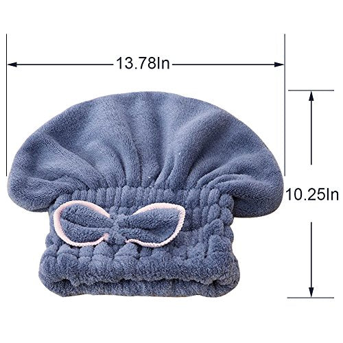 Microfiber Hair Drying Caps, 2-Pack Ultra Absorbent Turban Wrap