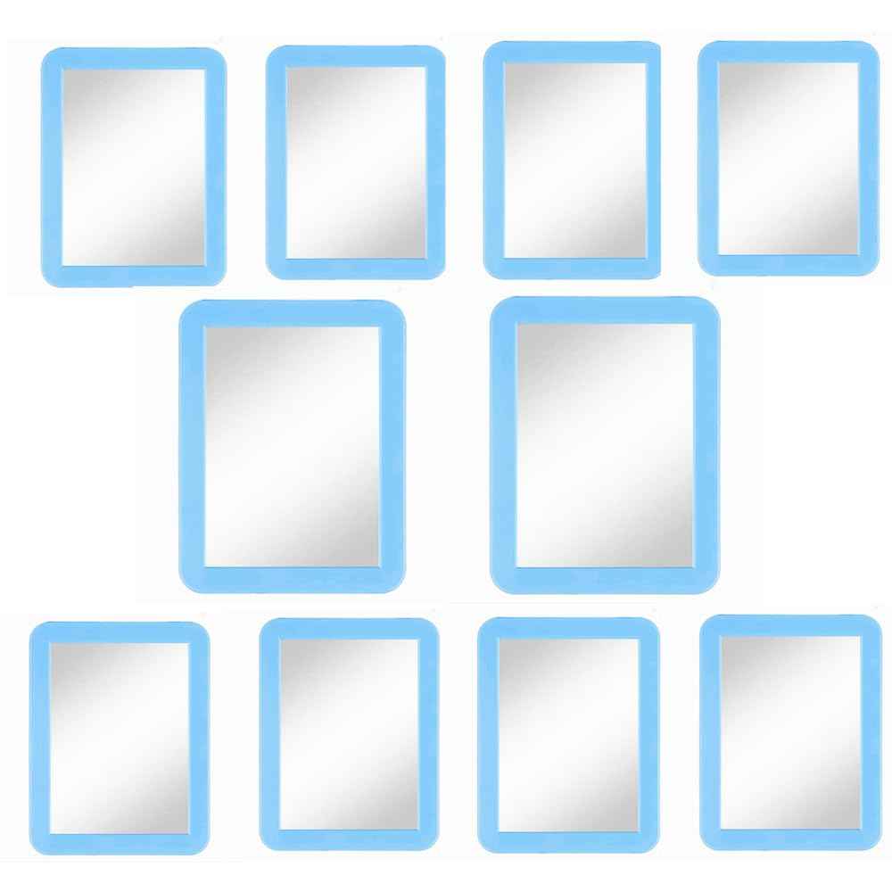 mpowtech 10 Pack Blue Magnetic Locker Mirror,5" x 7" Iocker Mirror Magnetic - Small Mirrors for School Locker, Bathroom, Workshop Toolbox, Office Cabinet,Easy Install