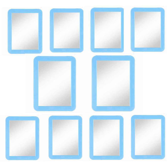 mpowtech 10 Pack Blue Magnetic Locker Mirror,5" x 7" Iocker Mirror Magnetic - Small Mirrors for School Locker, Bathroom, Workshop Toolbox, Office Cabinet,Easy Install