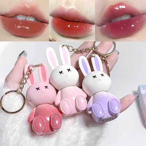 Bunny Keychain Lip Gloss Set - 3pc Hydrating Liquid Lipstick