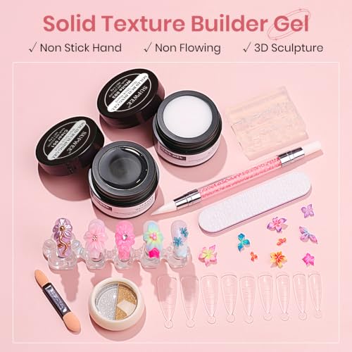 SUPWEE Clear & White 3D Nail Art Builder Gel Kit for Nails - Non-Stick, Salon Quality