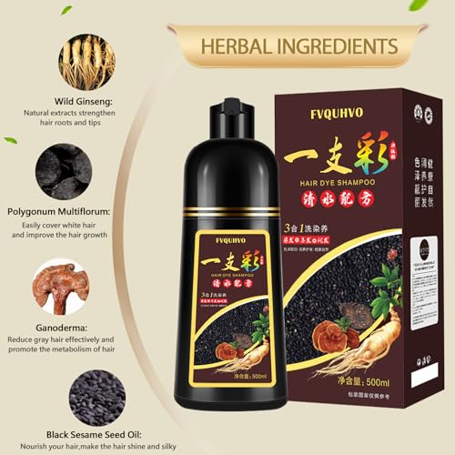 Black Hair Dye Shampoo 3-in-1 for Gray Coverage 16.9oz