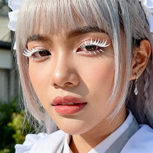 White Halloween Cosplay Eyelashes Upper Lower Lash Set