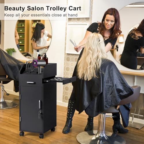 Winado Salon Trolley Cart with 4 Drawers & 3 Hair Dryer Holders