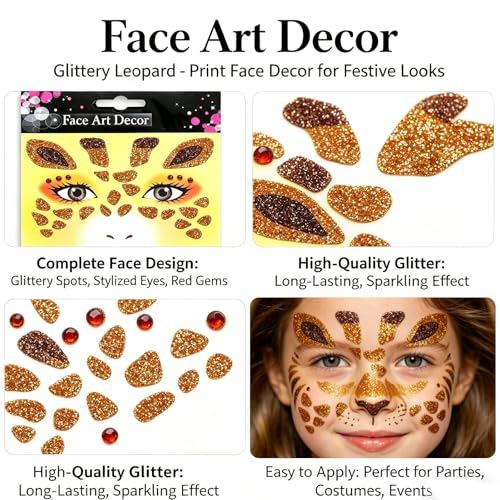 Glitter Giraffe Face Stickers - Temporary Sparkly Makeup Art Decals