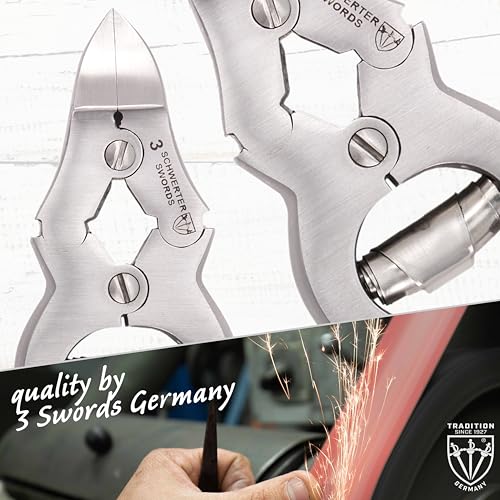 3 Swords Germany ? Big Toe Nail NIPPERS - Extra Strong Toe Nail NIPPERS for Cutting Strong, Thick or ingrown Toe Nails - Stainless Steel Pedicure Tool with Synthetic Leather case