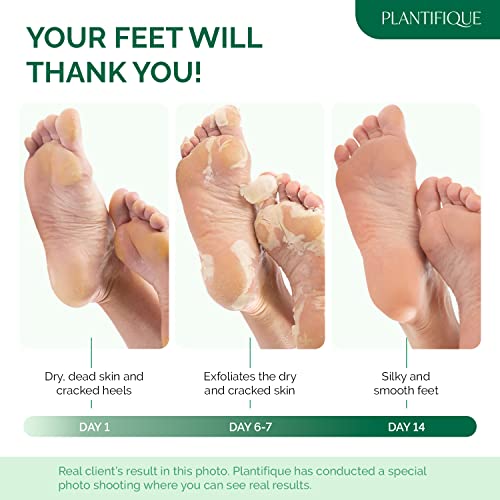 PLANTIFIQUE Foot Peel Mask for Men 2 pack and Foot Peel Mask with Vitamins 2 Pack Peeling Foot Mask