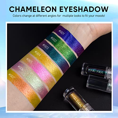 MAKI YIKA 5Pc Glitter Eyeshadow Liquid Multichrome Eyeshadows Long Lasting, Metallic Chameleon Eye Shadow Smudgeproof Holographic Multi-Dimensional Eye Looks (#1+2+3+5+6)