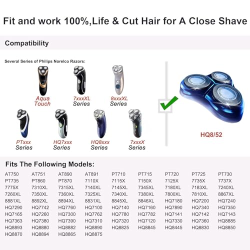 innobeaut 6-Pack HQ8 Replacement Heads for Philips Norelco Shavers – Compatible with Series 7100, 7200, 7300, 7700, 7800, 8800 & More