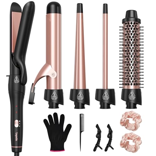 Lopeie 5-in-1 Curling Iron Set with 4 Barrels & Flat Iron
