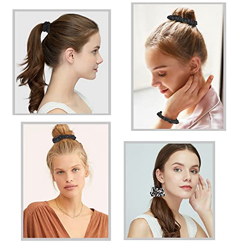 Silk Satin Mini Hair Ties - Soft, No Crease, Gentle Elastic Ponytail Holders for Women & Girls