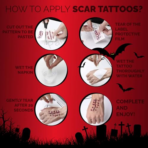 60 Sheet Halloween Zombie Scar Tattoo Stickers
