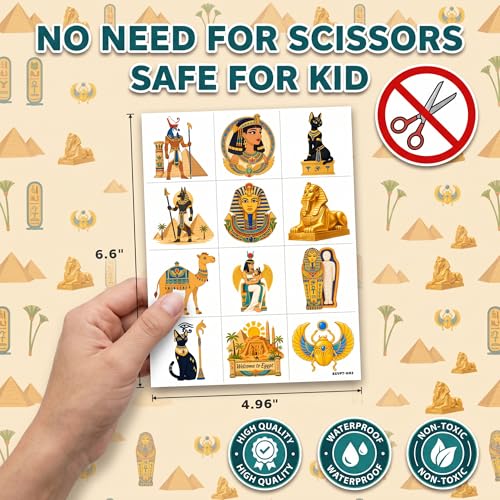 96 PCS Ancient Egypt Temporary Tattoos for Kids