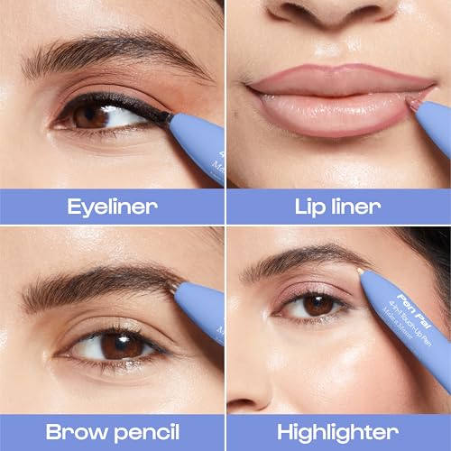 Alleyoop Pen Pal 4-in-1 Makeup Pen ? Comes with Eyeliner, Lip Liner, Highlighter Makeup & Eyebrow Pencils for Women ? Portable, Touch-Up On the Go ? Cruelty-Free, Vegan (Making Mauve (Light - Medium)