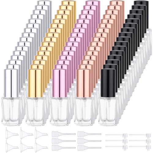 Segbeauty 80pcs 0.1oz Empty Mini Spray Bottle, Mini Perfume Travel Refillable Atomizer Sprayer, Bulk Perfume Atomizer with Transfer Tool, 3ml Small Fine Mist Travel Cologne Sprayer Bottle Fragrance
