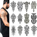 Tribal Temporary Tattoos for Men Women 12 Sheets Large Realistic
