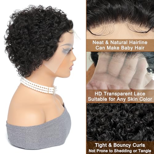 Seelaak 13x1 Short Curly Bob Wig Human Hair Pre Plucked 150% Density, Natural 1B, Lace Front Wig for Black Women – Variation: 13x1 Curly Bob
