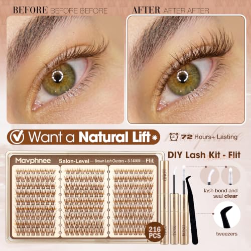 Brown Lash Clusters Kit - 216Pcs DIY Eyelash Extensions