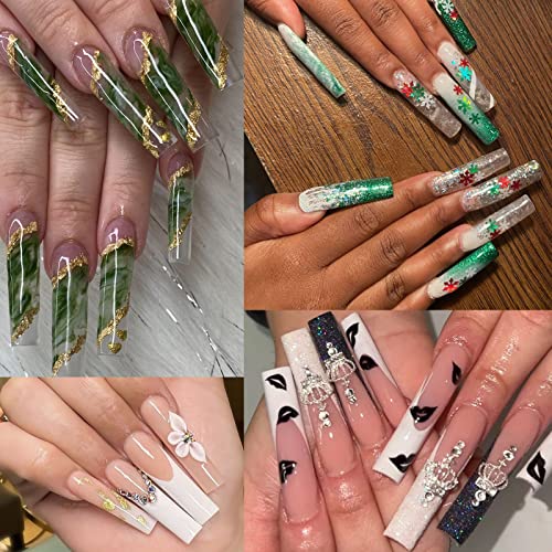 1000pcs Nail Tips XXL Extra Long Straight Square Tips C Curve Half Cover False Nails French Acrylic Salon Art Gel UV Fake Tip Clear Natural Mix Press On Nails Extensions 10sizes