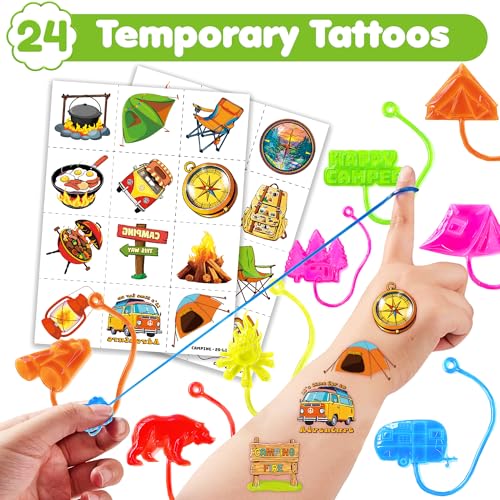 48 Pc Camping Party Favors Set - Stick Hands & Tattoos