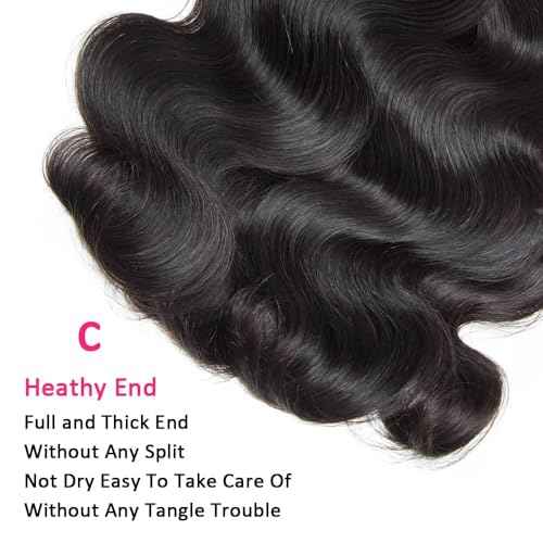 14A Body Wave Bundles Human Hair 20 22 24 Inch 100% Brazilian Virgin Real Raw Human Hair Bundles Body Wave Thick Weave Natural Color (20 22 24 Inch)