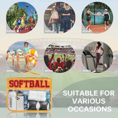 Baseball Gift Bags Baseballs Treat Bags Team Gifts Clear Chenille Letter Zipper Pouch Accessories Stuff Sport Portable