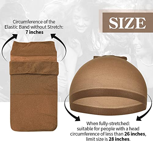 Dreamlover Wig Caps for Women, 12-Pack Brown Stocking Caps