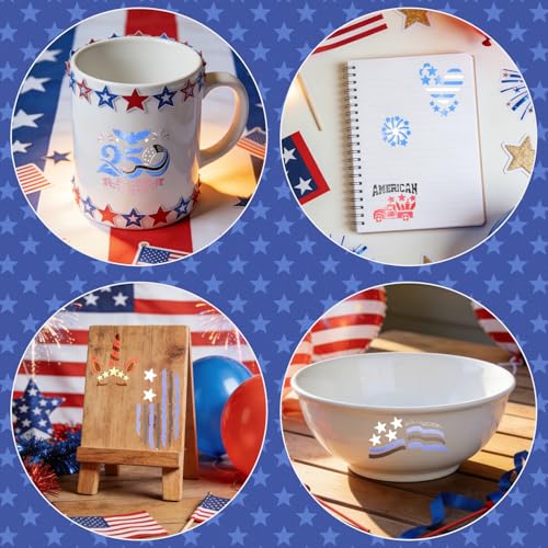 4th of July Metallic Tattoo Markers & Stencils Set