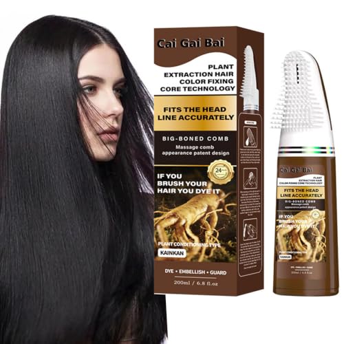 Black Semi-Permanent Hair Dye Comb Applicator Natural Plant Extracts No-Mix Ammonia-Free Grey Coverage