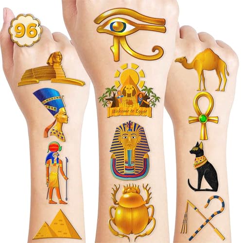 96 Piece Ancient Egypt Temporary Tattoos - Kids & Adults