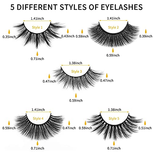 DYSILK Mink Lashes Fluffy Eyelashes - 5 Pairs 6D Lashes False Eyelashes