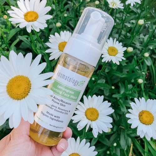 kosmatology Lemongrass Organic Foaming Face Wash ? 6 fl oz | Natural Acne Treatment for Oily & Rosacea-Prone Skin | Gentle Cleanser with Rosemary & Lavender | Vegan & Cruelty-Free