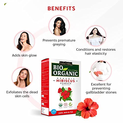 Indus Valley Organic Hibiscus Powder for Hair & Skin Care