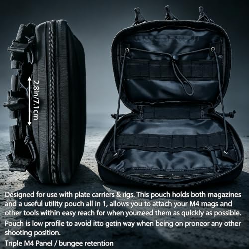 GAZJYUSP Tactical Mag Admin Pouch - Molle Utility Organizer with Triple Magazine Holder