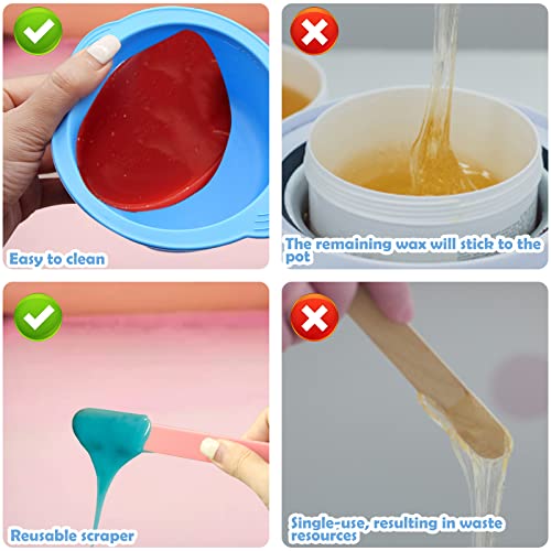 3Pcs Non-Stick Silicone Wax Melt Liners with Wax Sticks, Reusable Bowl for Wax Warmer and Hair Removal, 14Oz