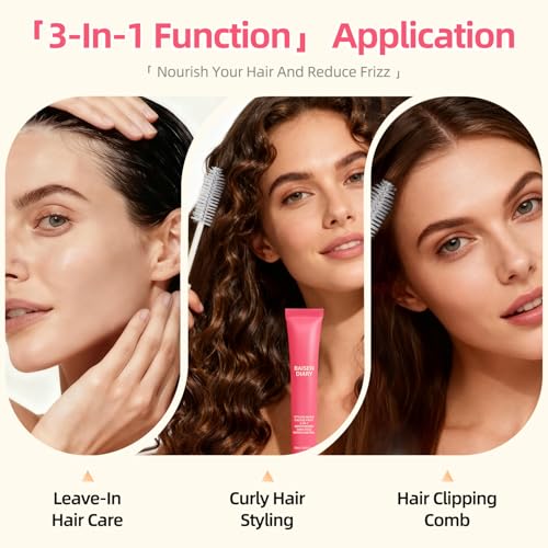Hair Styling Cream Stick with Brush - Frizz Control & Edge Taming