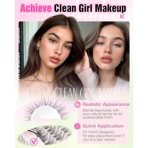 Natural Lash Clusters Short Eyelash Clusters Wispy Cluster Eyelash Extensions Clear Band Lash Extensions Individual Lashes Pesta?as Postizas Naturales by Delyneph(10-14mm, C Curl)